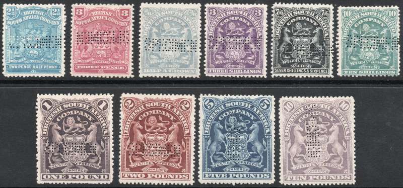 B.S.A.C. / RHODESIA 1898-1908 DEFINITIVE SET - FULL SET OF 10 ''SPECIMENS'' - MM - CV R24000