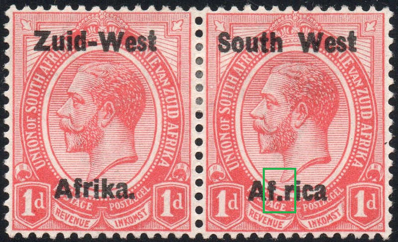 SWA 1923 SACC2e (Type I) 1d RED WITH ''Af.rica'' for ''Africa'' VARIETY - MM - CV R5500