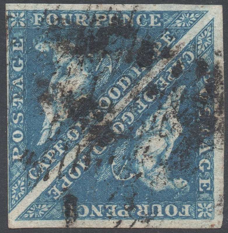 CAPE OF GOOD HOPE 1853 SG2 - 4d DEEP BLUE/DEEPLY BLUED PAPER - VFU - CV R15600  SEE SCANS