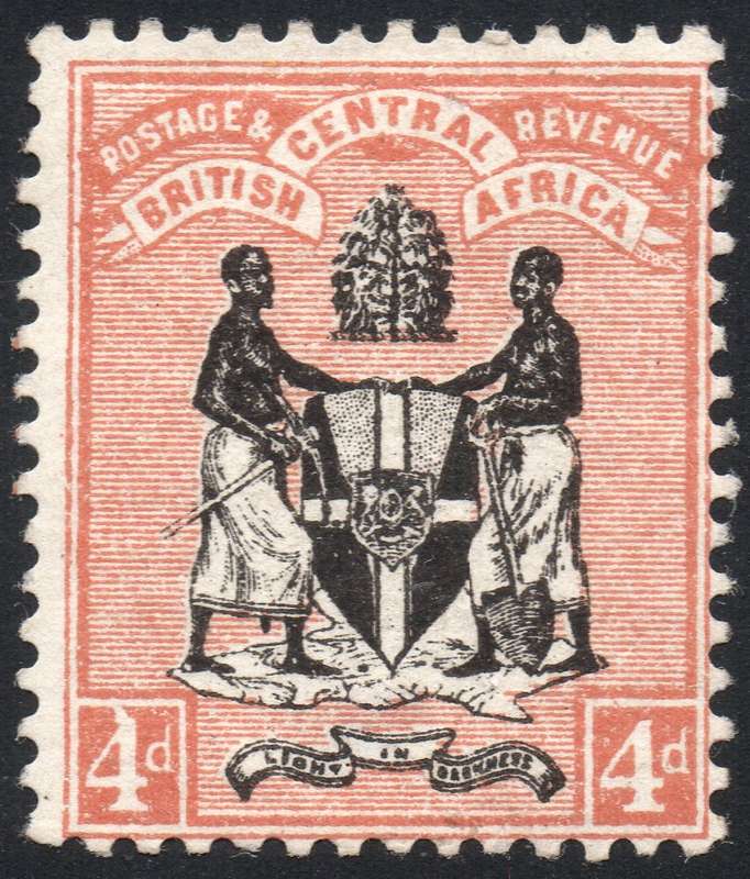 B.C.A.(Nyasaland): 1895 SG23 4d BLACK & REDDISH BUFF  - MM CV £90(2017)