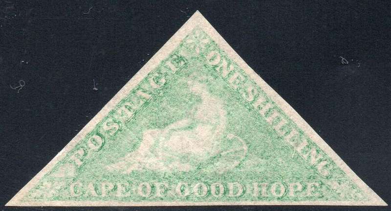 CAPE OF GOOD HOPE :  1864 SACC17a 1/- PALE EMERALD GREEN - MM - SCARCE