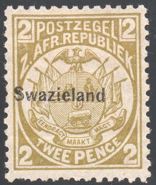 SWAZILAND 1889 SACC3 2d OLIVE-BISTRE - MM CV R600