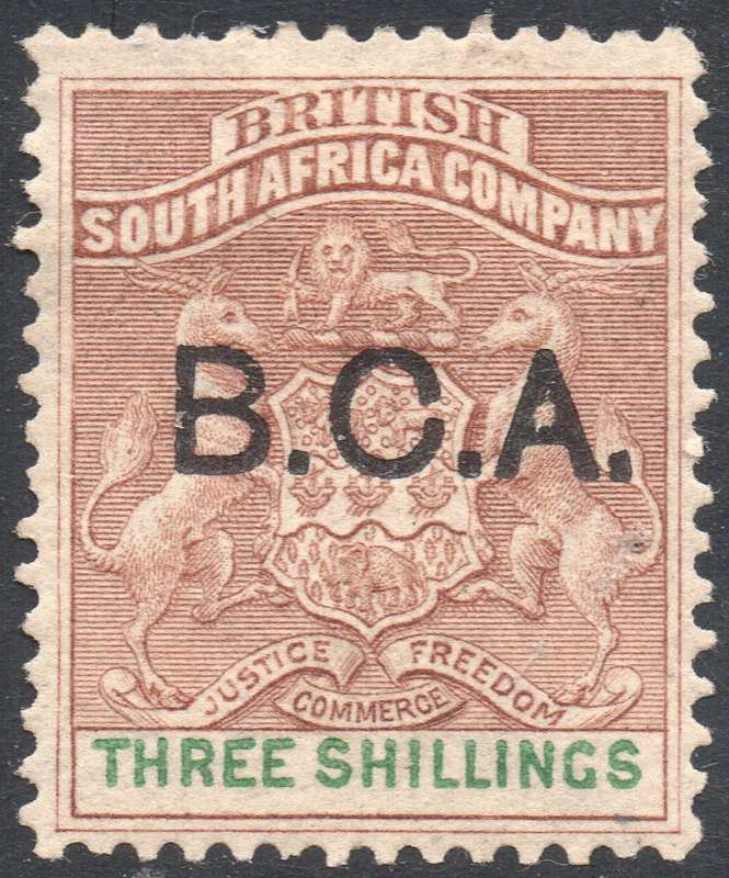 B.C.A.(Nyasaland): 1895 SG10 3/- Brown and Green MM CV £90(2017)