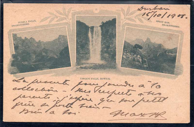 OFS 19 OCT 1901 - POST CARD NATAL TO PARIS, USED WITH ''COMMANDO BRIEF'' FORGERY - RARE - SEE BELOW