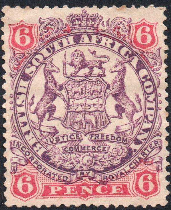 B.S.A.C/Rhodesia SACC43 6d Mauve & Rose - MNG - CV R450 - See Scans