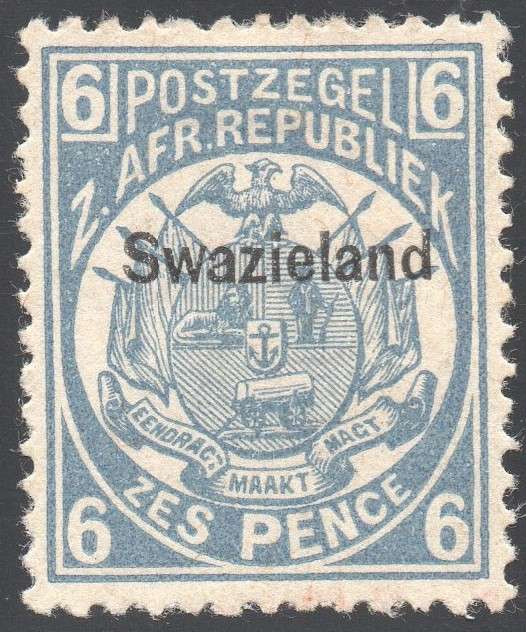 SWAZILAND 1889 SACC4 6d BLUE - MM CV R1100