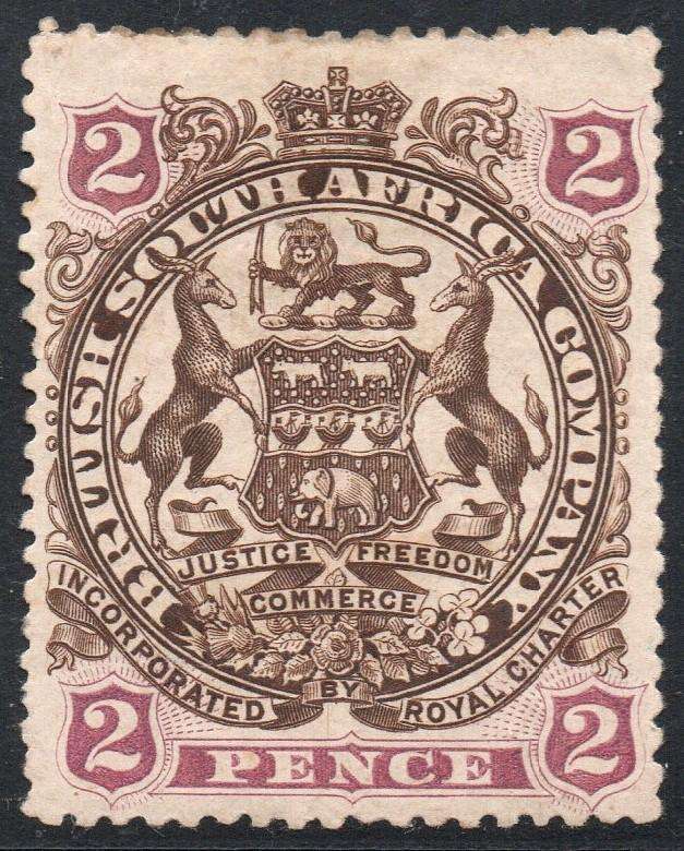 B.S.A.C. / RHODESIA 1897 : SACC60 2d BROWN & MAUVE - MM - CV R700