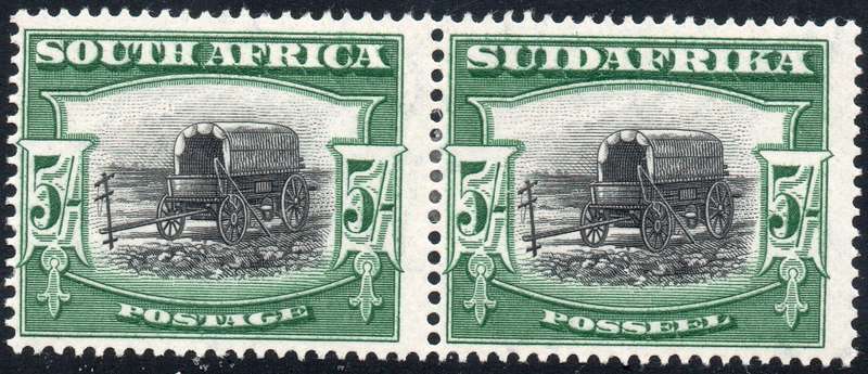 Union of SA - 1927 SACC38 5/- BLACK and GREEN - LMM CV R10000