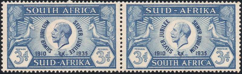 Union of SA - 1935 SACC66(var) 3d BLUE WITH ''CLEFT SKULL'' VARIETY - UM CV R3600