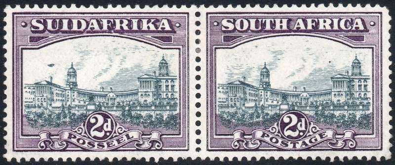UNION OF SA SACC44b 2d SLATE-GREY and VIOLET WITH `AIRSHIP` FLAW - MM