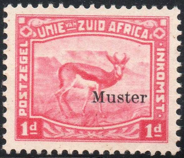 Union of SA - 1d CARMINE ESSAY(Small format) - MM(unwatermarked/gummed) o/p ''MUSTER'' - SEE SCANS