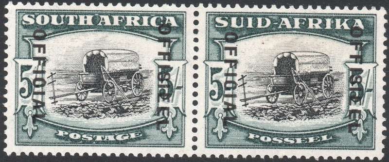 UNION OF SA - SACC36 ½d BLACK and MYRTYLE GREEN OFFICIAL - MM -CV R2400