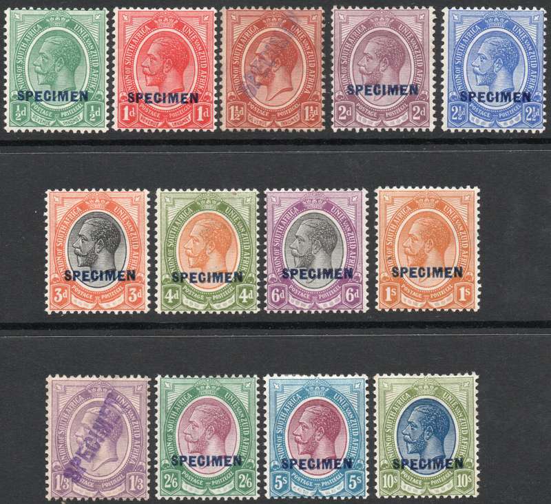 Union of SA - 1913 - SPECIMEN SET OF 13 TO 10/ - LMM/UM - SEE SCANS