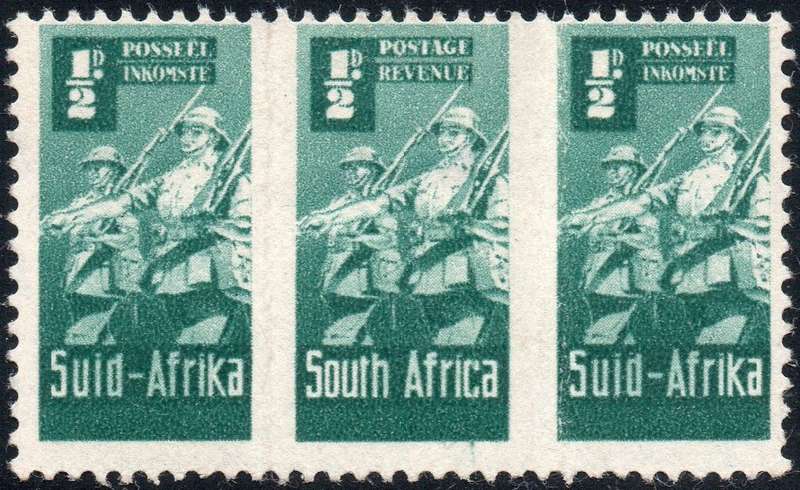 Union of SA - 1942 SACC95c ½d BLUISH GREEN UNIT - VARIETY ROULETTE OMITTED - MM - SEE BELOW