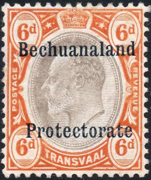 BECHUANALAND PROTECTORATE 1910 SACC1 6d BLACK & ORANGE-BROWN LMM CV R4500