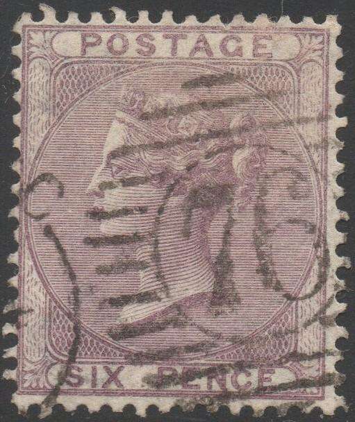 GREAT BRITAIN 1856 SG70 6d PALE LILAC - VFU - CV £125+(2017)