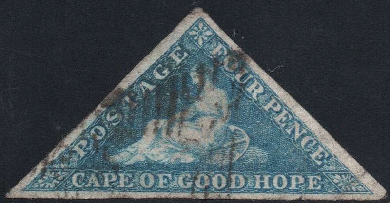 Cape of Good Hope 1864 SACC15a(SG19a) 4d BLUE - FINE USED - CV R3000
