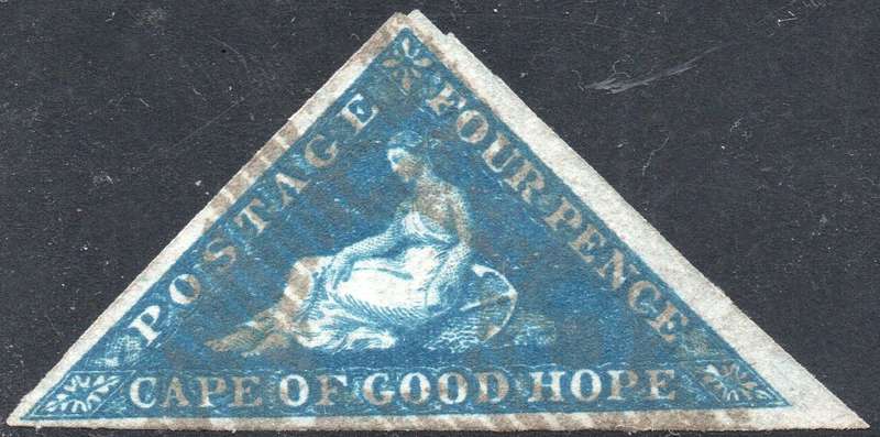 CAPE OF GOOD HOPE : 1853 SACC4 4d DEEP BLUE - VFU - CV R3500