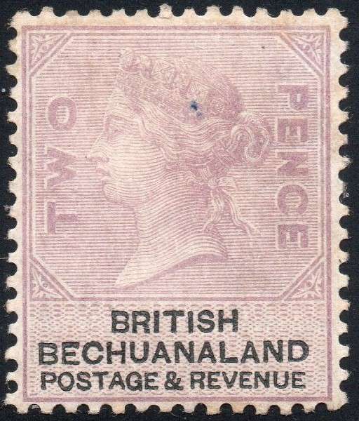 BRITISH BECHUANALAND 1887 SACC11 2d PALE LILAC & BLACK  MM CV R2500