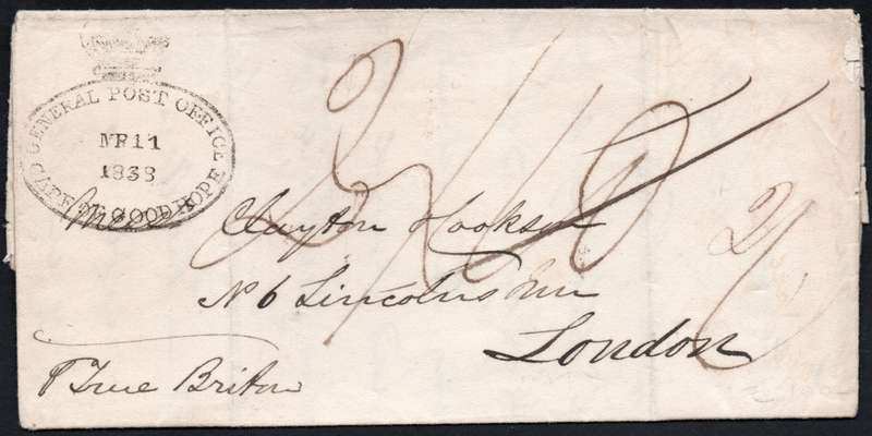 Cape of Good Hope : Stampless Cover - 11 MARCH 1838 CAPE TOWN TO LONDON - SEE SCANS