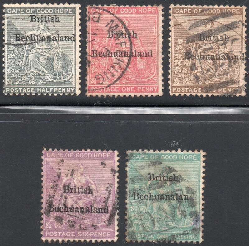 BRITISH BECHUANALAND 1885-7 SACC4-8 FULL USED SET CV R5970