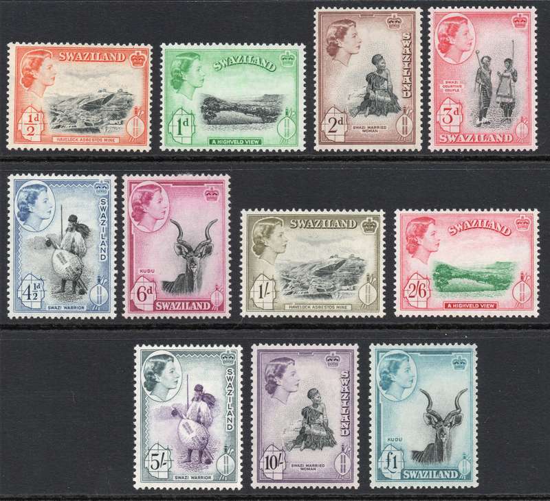SWAZILAND 1956 SACC52 // 63 SHORT SET OF 11(MISSING 1s6d) - MM CV R2769