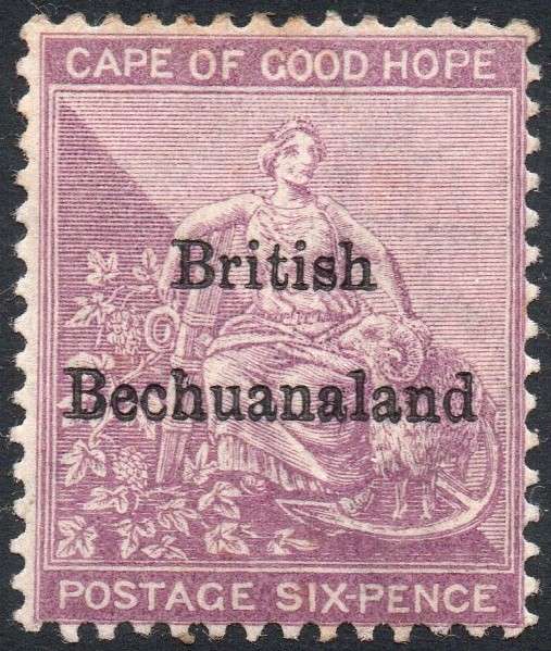 British Bechuanaland 1885 SACC7 6d Reddish Purple (WM ANCHOR) MM CV R4500