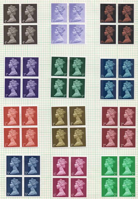 GREAT BRITAIN : COLLECTION OF MACHIN PHOSPHOR MULTIPLES ON THREE(3) ALBUM PAGES - SEE SCANS