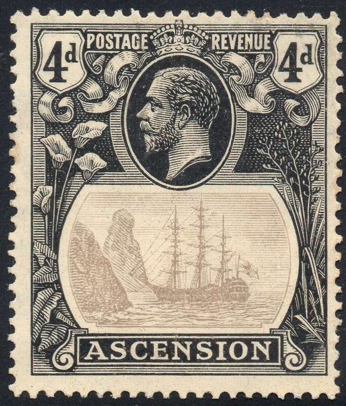 ASCENSION 1924-33 SG15 4d GREY-BLACK & BLACK / YELLOW - MNG - CV £50+