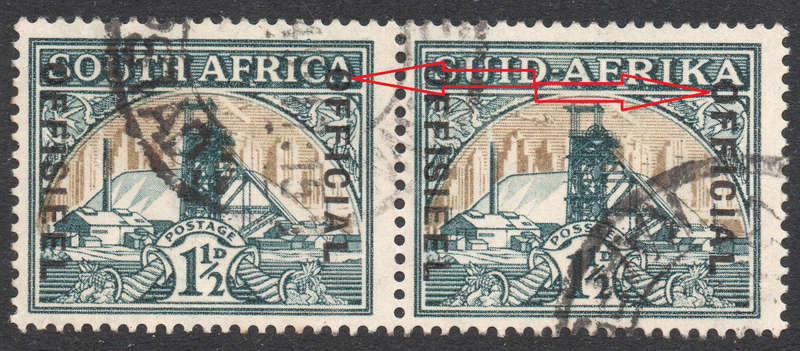 Union of SA -SACC26ab 1½d GREEN & BRIGHT GOLD ''OFFICIAL'' with ''DROPPED OFFICIAL'' VFU - CV R1200