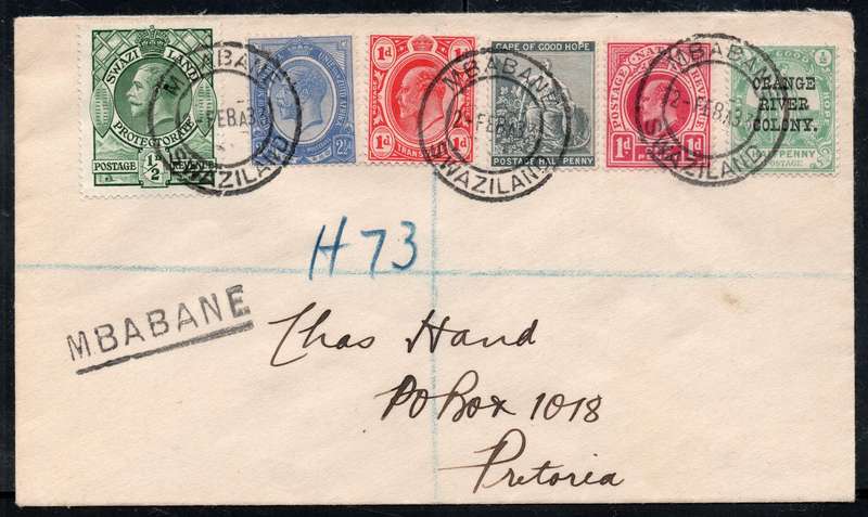 Union of SA / Swaziland : Multiple Provincial Franking Cover  - dd 2 Feb 1933 - SEE SCANS