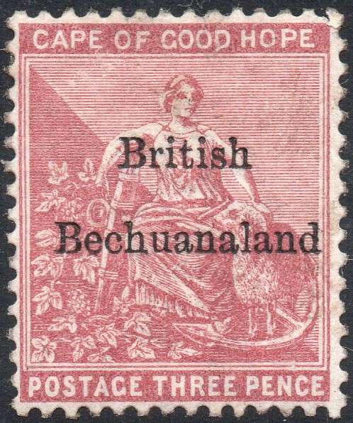 British Bechuanaland 1885-7 SACC2 3d PALE CLARET WM CA - MM CV R1200