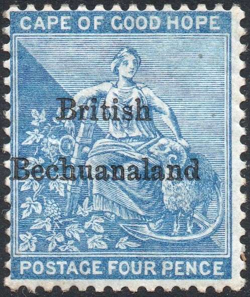 British Bechuanaland 1885 SACC3 4d Dull Blue(WM CROWN CC) LMM CV R2200