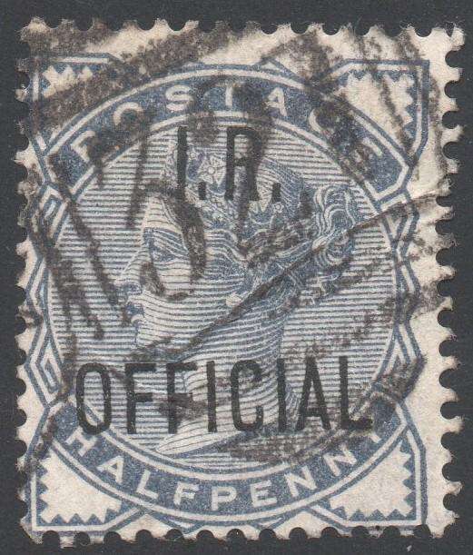 GREAT BRITAIN OFFICIALS : 1882 SG05 ½d SLATE BLUE ''I.R. OFFICIAL'' - VFU - CV £35(2017)