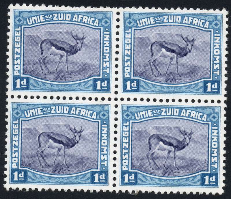 Union of SA - 1d Blue and Indigo Harrison Essay - BLOCK OF FOUR - UM