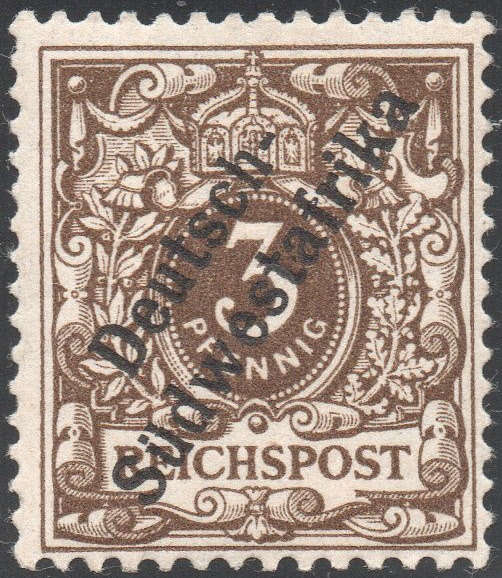 GERMAN SWA 1898 SACC7 3Pfg DARK OCHRE-BROWN - LMM - CV R110