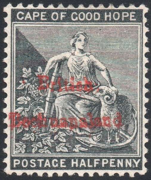 British Bechuanaland SACC1 ½d Grey-black WM CA - O/P IN RED) MM CV R750