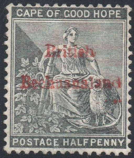 British Bechuanaland SACC1 ½d Grey-black WM CA - O/P IN RED) MNG CV R750