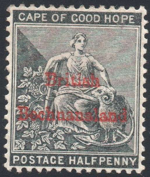 British Bechuanaland SACC1 ½d Grey-black WM CA - O/P IN RED) MNG CV R750