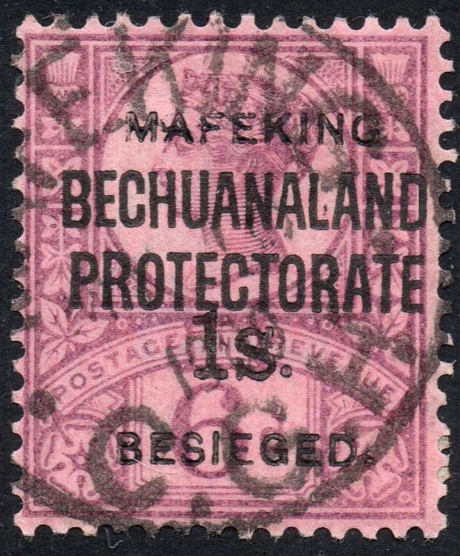 MAFEKING 1900 SG14 : 1/- on 6d PURPLE / ROSE-RED - SURCHARGE AS T2 - VFU - SEE BELOW