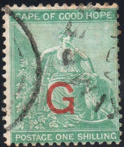 GRIQUALAND WEST 1877-8 SACC9f 1/- GREEN - FINE USED