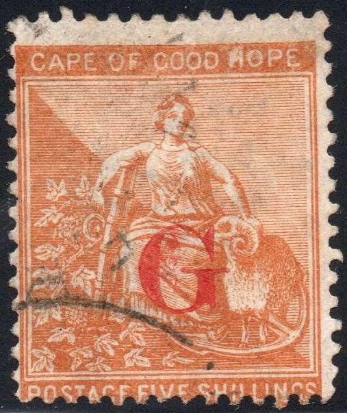 GRIQUALAND WEST 1877-8 SACC10b 5/- ORANGE - VFU