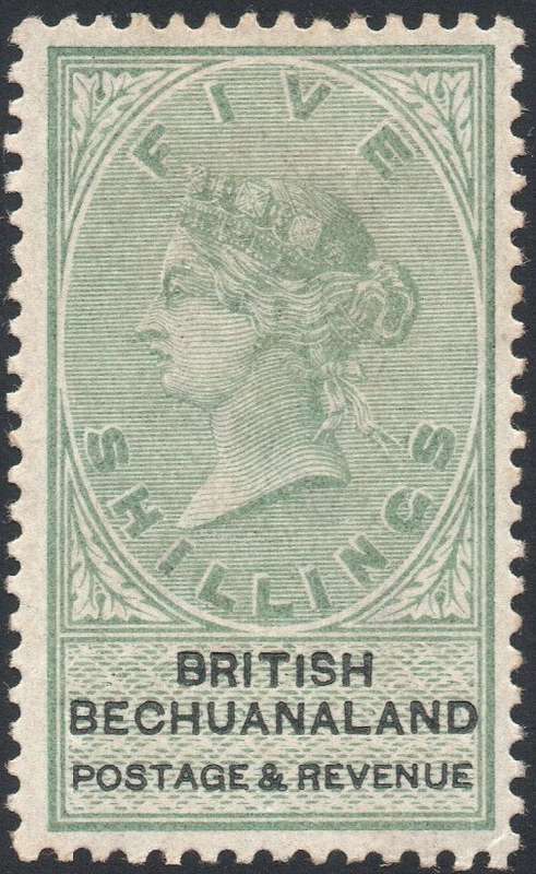 BECHUANALAND 1897 SACC18 5/- GREEN & BLACK MM CV R3500