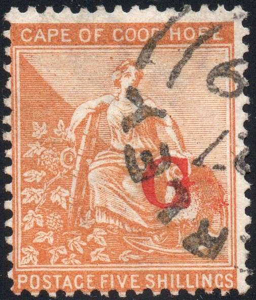 GRIQUALAND WEST 1877-8 SACC10c 5/- ORANGE - VFU