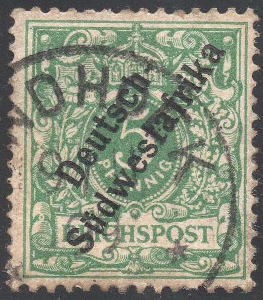GERMAN SWA 1898 SACC8 5Pfg BRIGHT GREEN - VFU