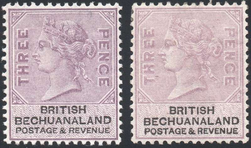 BRITISH BECHUANALAND 1887 SACC12 / 12a 3d LILAC & BLACK / PALE REDDISH LILAC & BLACK  MM CV R1950