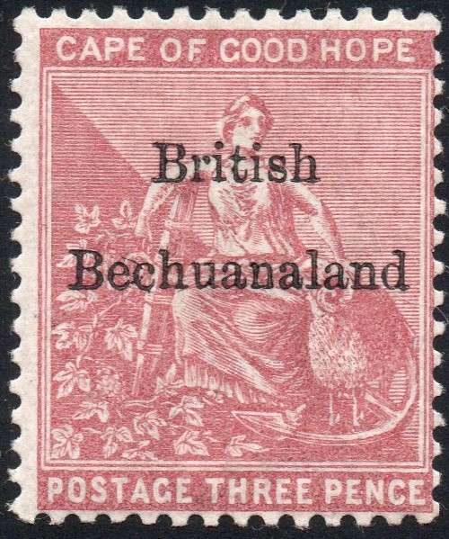 British Bechuanaland 1885-7 SACC2 3d PALE CLARET WM CA - MM CV R1200