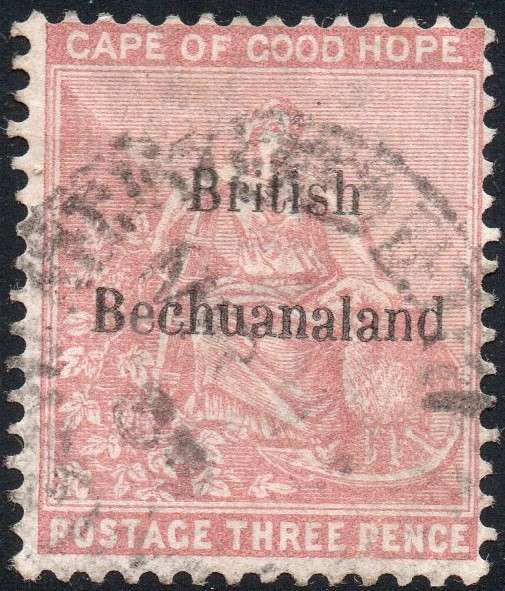 British Bechuanaland 1885-7 SACC2 3d PALE CLARET WM CA - VFU CV R1500