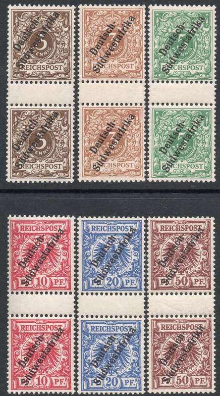 GERMAN SWA 1898 SACC7 // SACC12 - SET OF SIX(6) GUTTER PAIRS - UM - SCARCE - CV R28160 - SEE BELOW