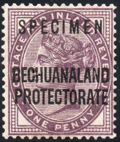 BECHUANALAND PROTECTORATE 1897-1902 SACC59s 1d LILAC O/P `SPECIMEN` MM CV R786